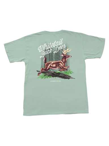 Peach State Pride Whitetail Buck Deer Pocket Tee Weathered Aquafoam Short Sleeve Men's Tee Front Pocket Classic Spring Tee Men's T-Shirt Jincy's Tripp