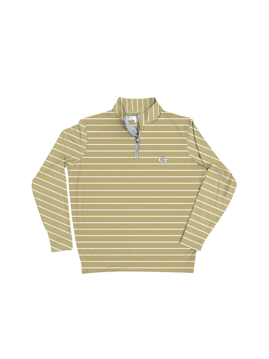 Peach State Pride | Georgia Tech 3/4 Zip Pullover - Gold & White