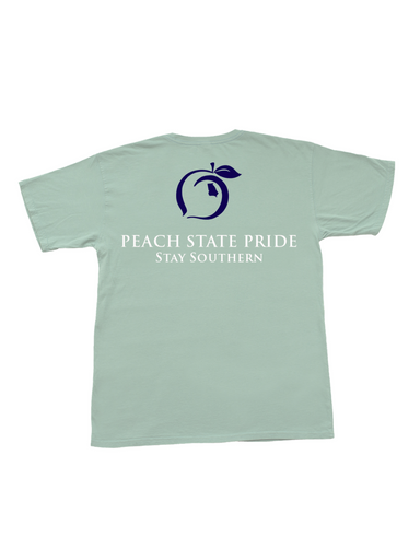 Peach State Pride Classic Stay Southern Tee Weathered Aquafoam Short Sleeve Men's Tee Front Pocket Classic Spring Tee Men's T-Shirt Jincy's Tripp