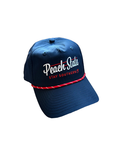 Peach State Pride Old School Peach State  Panel Performance Hat Navy Rope Hat Embroidered Adjustable Men's Hat Jincy's Tripp