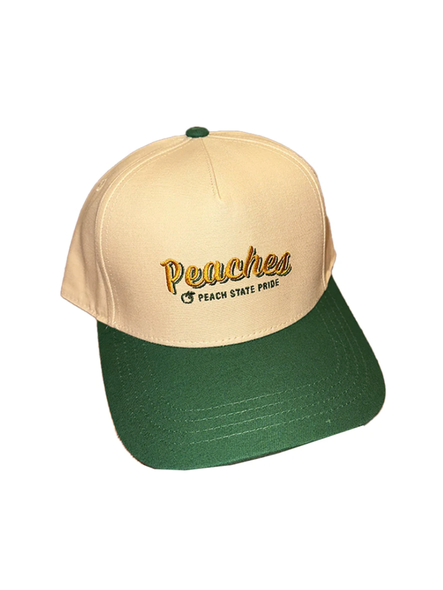 Peach State Pride | Peaches 5 Panel Hat - Khaki & Green