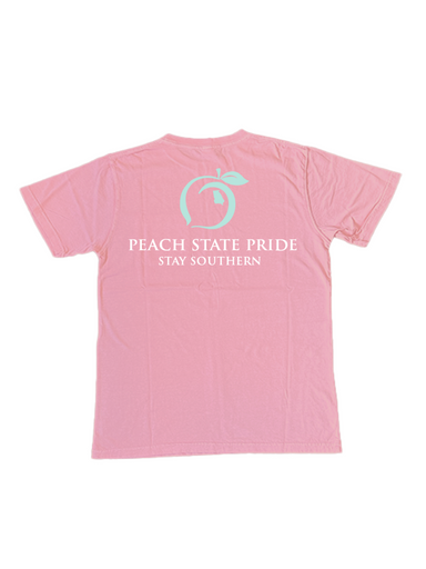 Peach State Pride Classic Stay Southern Tee Weathered Coral Short Sleeve Men's Tee Front Pocket Classic Spring Tee Men's T-Shirt Jincy's Tripp