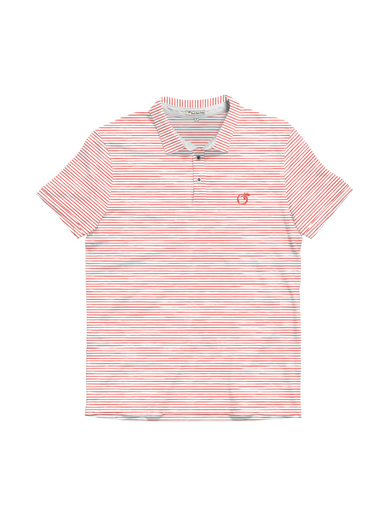 Peach State Pride Heathered Azalea Performance Polo White and Coral Stripe Collar Short Sleeve Men's Polo Men's Dress Shirt Jincy's Tripp