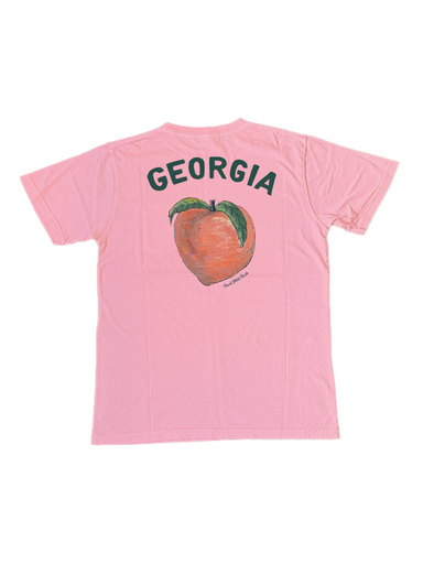 Peach State Pride Georgia Peach Pocket Tee Weathered Coral Short Sleeve Men's Tee Front Pocket Classic Spring Tee Men's T-Shirt Peach Georgia Jincy's Tripp