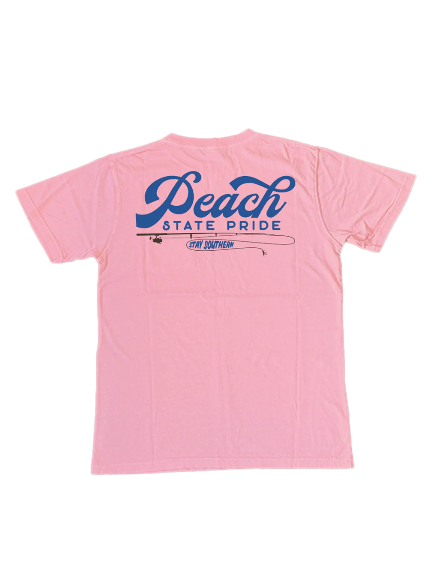 Peach State Pride Rod Reel Pocket Tee Weathered Coral