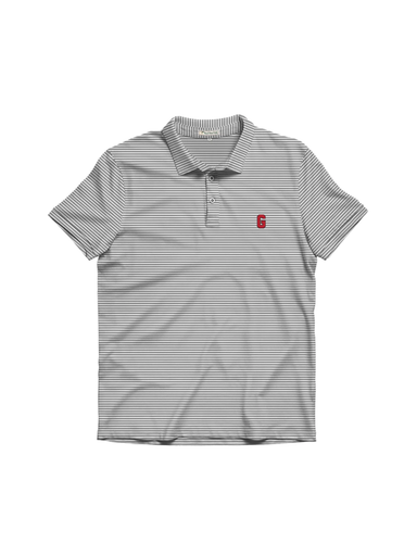 Peach State Pride | UGA®️ Block G Heathered Performance Polo - Charcoal & White mens tripp