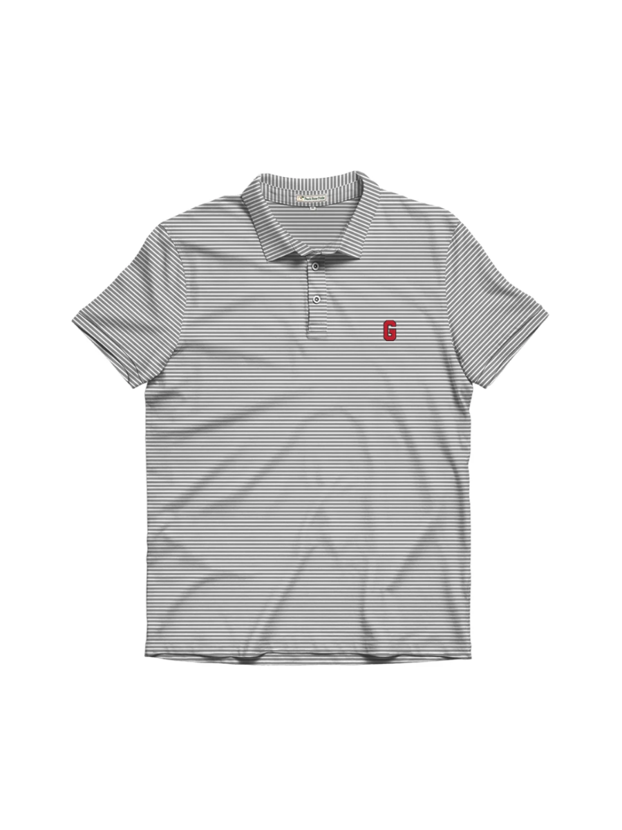 Peach State Pride | UGA®️ Block G Heathered Performance Polo - Charcoal & White mens tripp