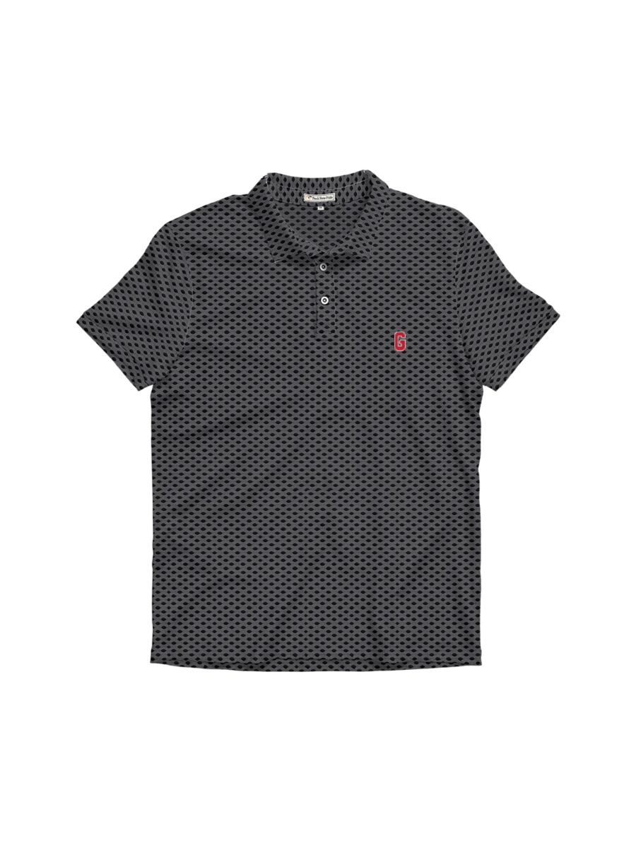 Peach State Pride | UGA®️ Gridiron Performance Polo - Gray & Black mens tripp