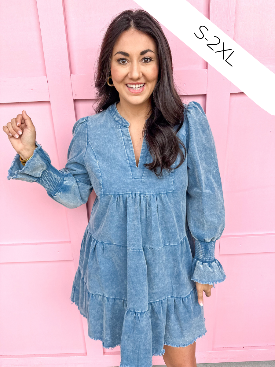 Wide Open Spaces Dress - Denim Blue