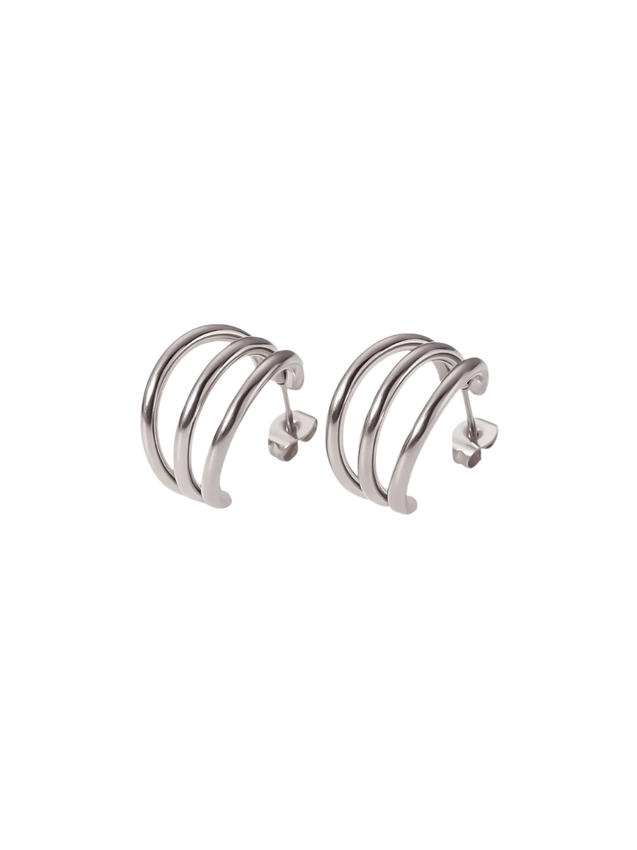 PRESSIE | Trio Hoop Studs - Silver
