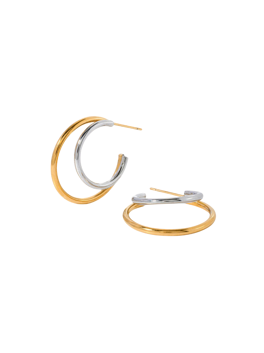 PRESSIE | Orbit Hoop Earrings - Gold/Silver