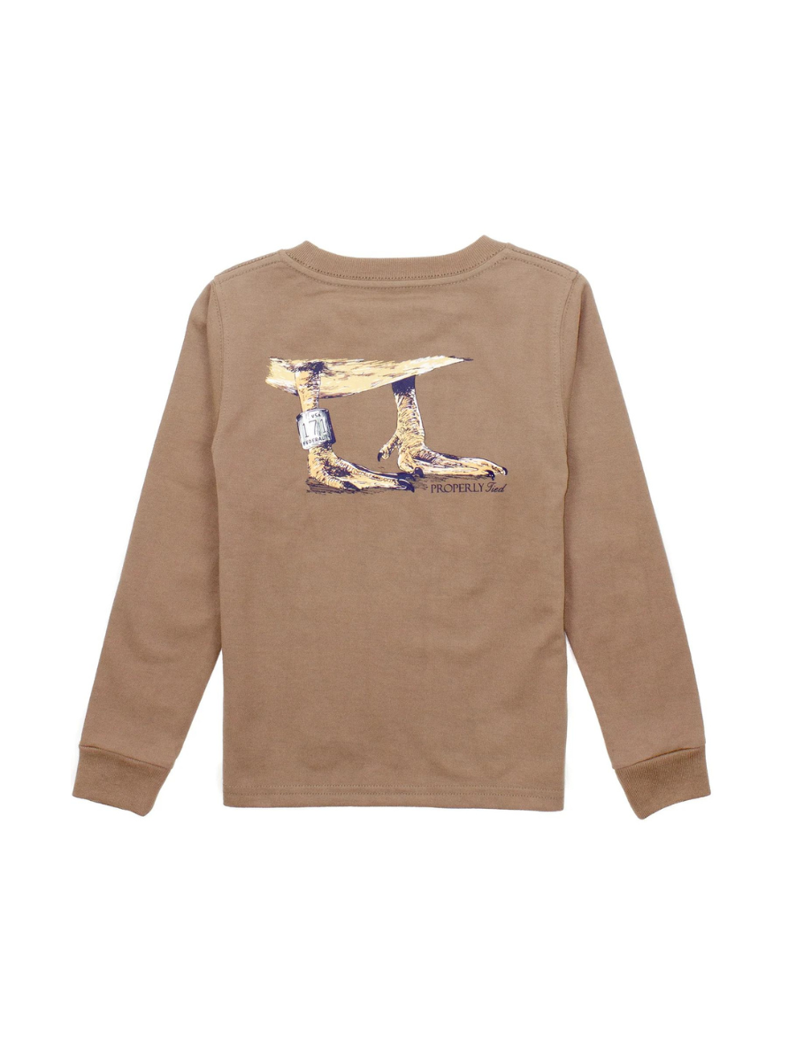 Properly Tied | YOUTH Duck Band LS Tee - Walnut