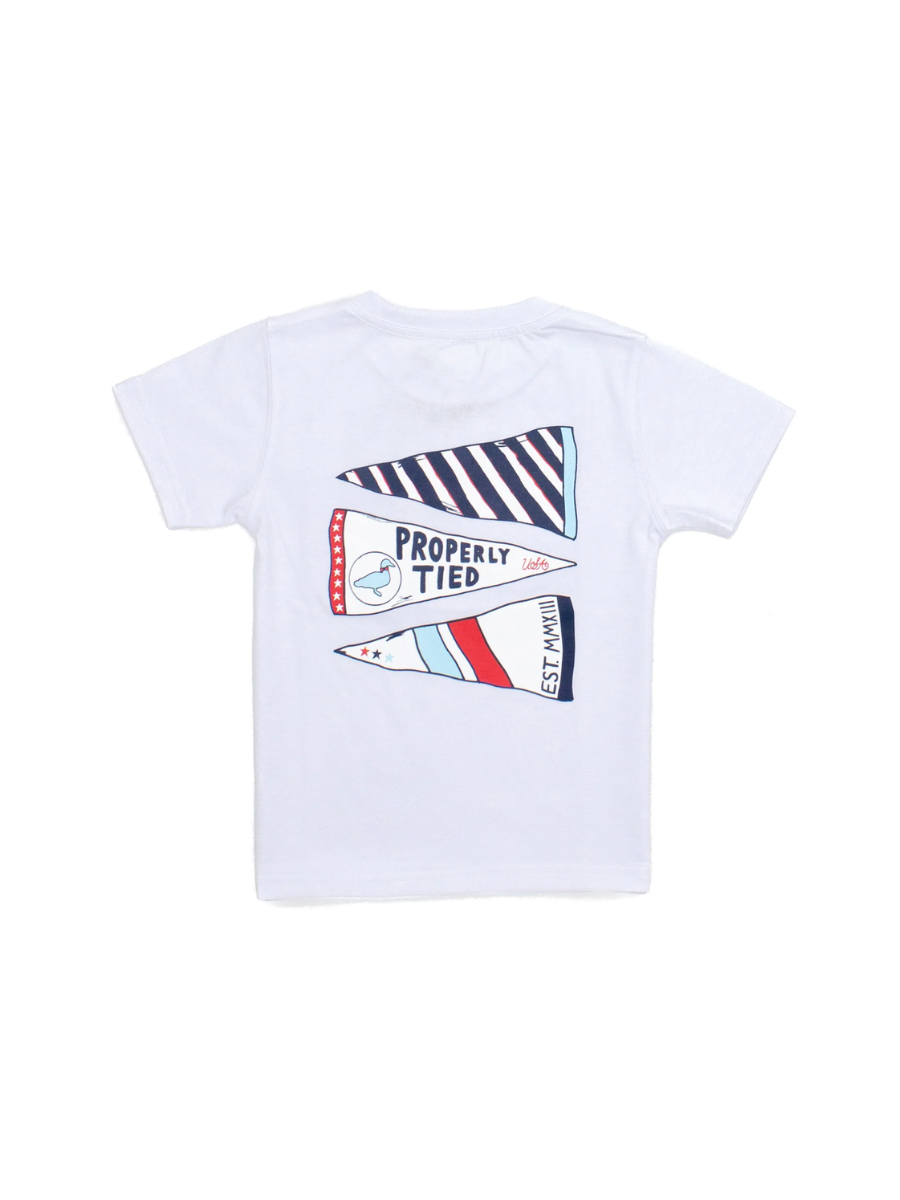 Properly Tied | YOUTH Americana Pennant Tee - White
