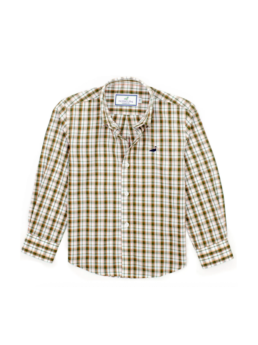 Properly Tied | YOUTH Seasonal Sportshirt - Olive Grove