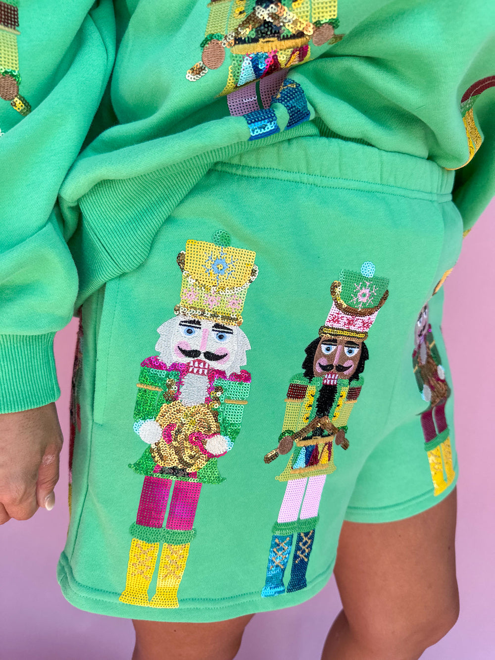 QUEEN OF SPARKLES | Green Nutcracker Band Shorts