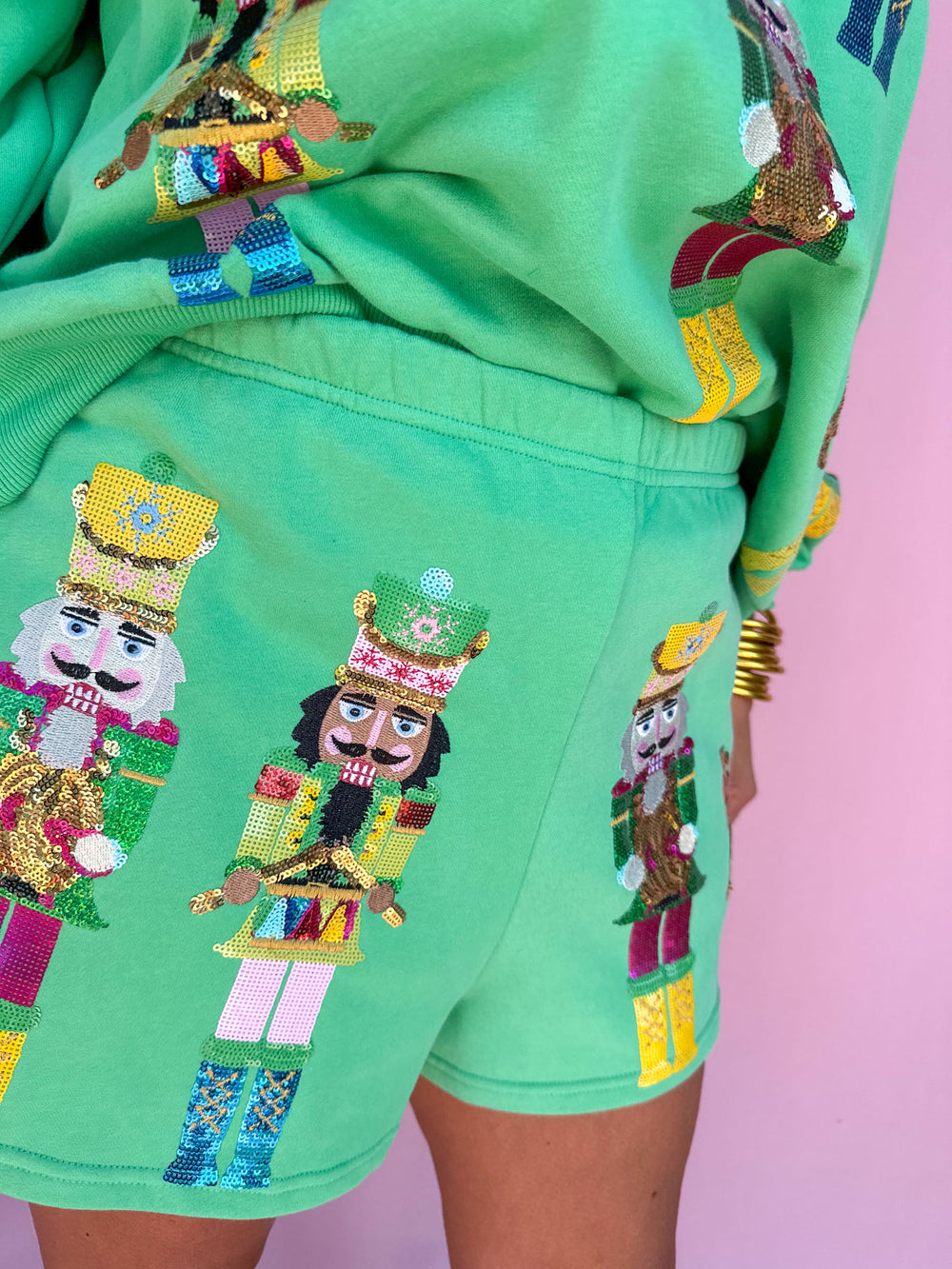 QUEEN OF SPARKLES | Green Nutcracker Band Shorts