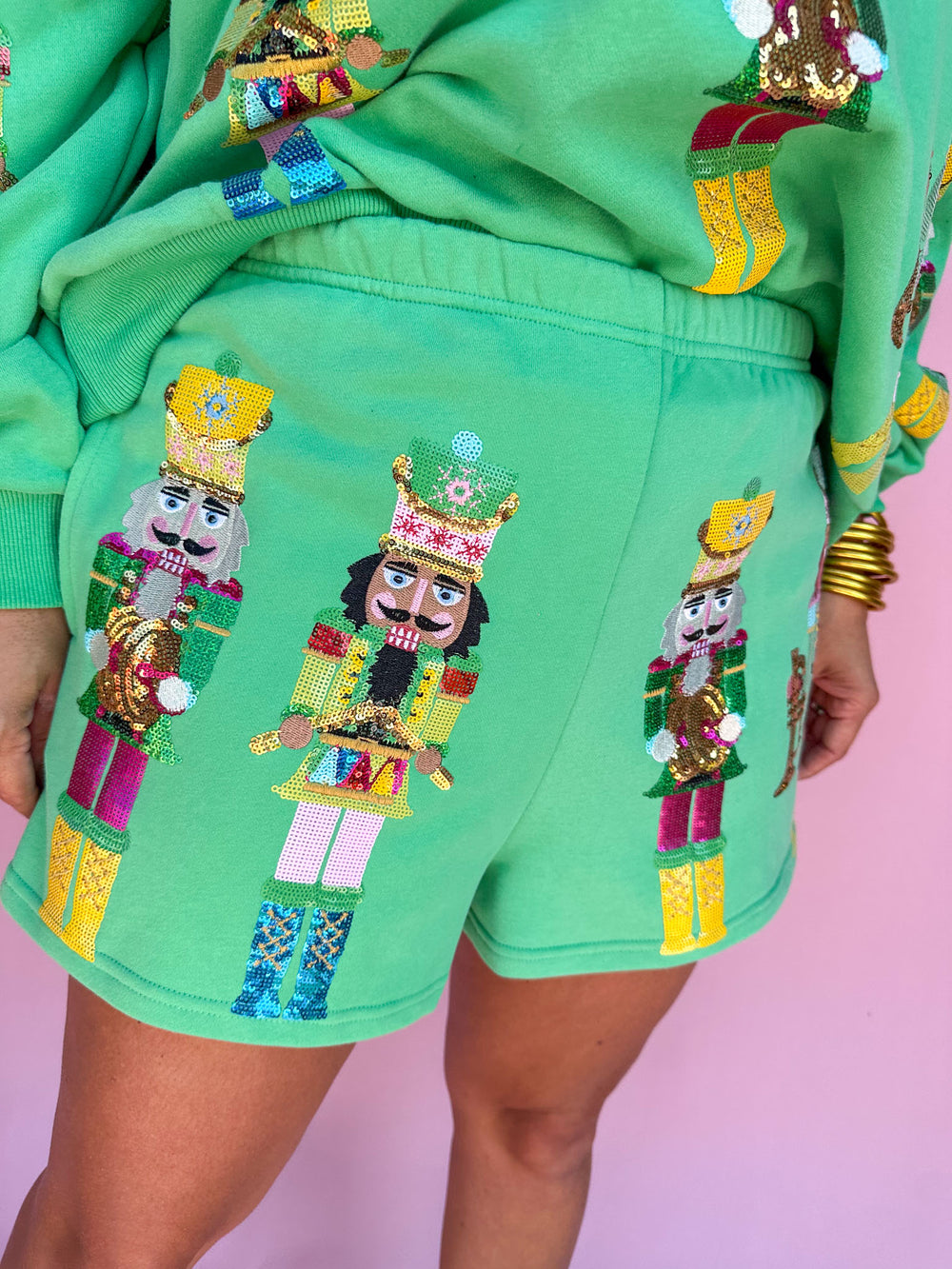 QUEEN OF SPARKLES | Green Nutcracker Band Shorts