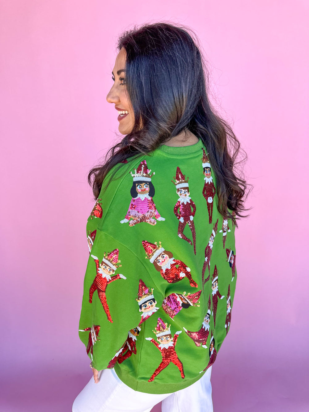 QUEEN OF SPARKLES | Green Elf On The Shelf Sweatshirt