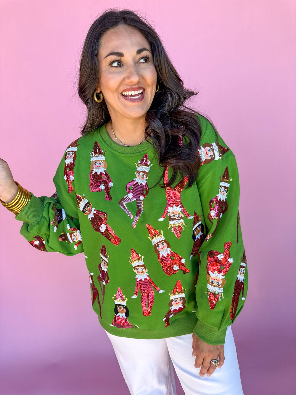 QUEEN OF SPARKLES | Green Elf On The Shelf Sweatshirt