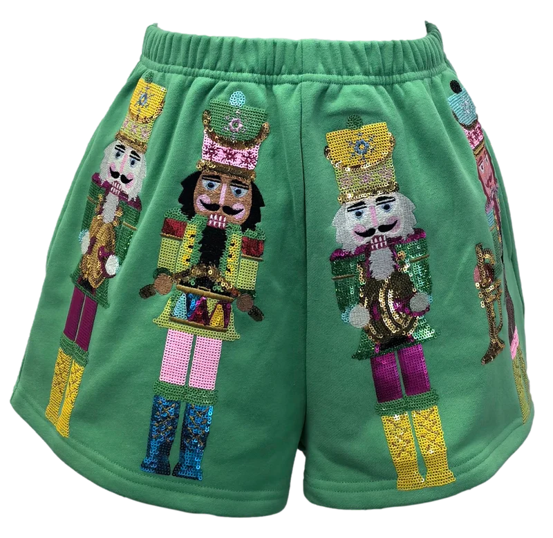 QUEEN OF SPARKLES | Green Nutcracker Band Shorts