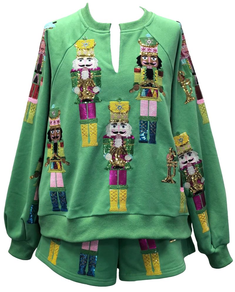 QUEEN OF SPARKLES | Green Nutcracker Band Sweatshirt