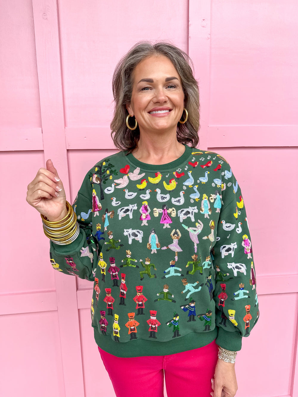 QUEEN OF SPARKLES | Dark Green 12 Days of Christmas Sweatshirt