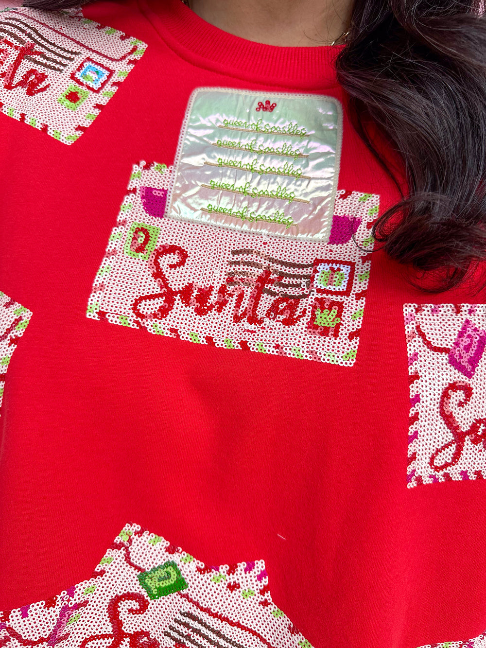 QUEEN OF SPARKLES | Red Letters to Santa Sweatshirt