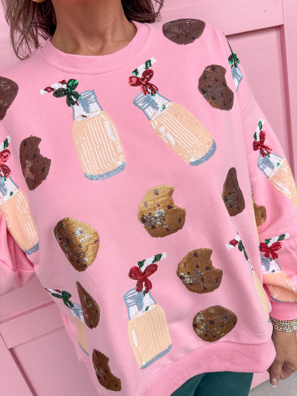 QUEEN OF SPARKLES | Light Pink Milk & Cookies Sweatshirt