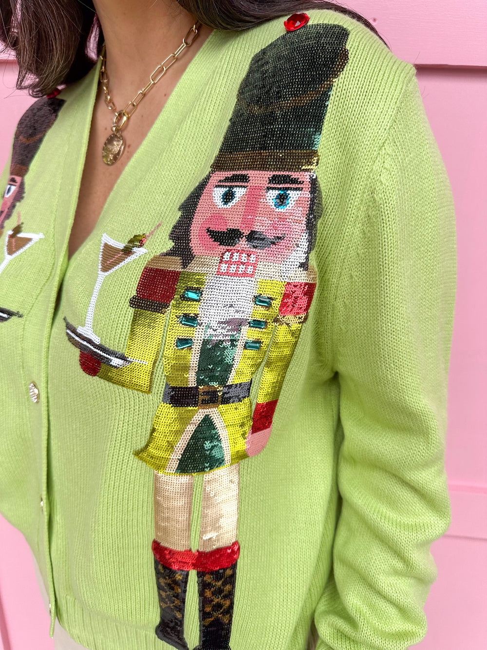 QUEEN OF SPARKLES | Pale Green Martini Nutcracker Cardigan