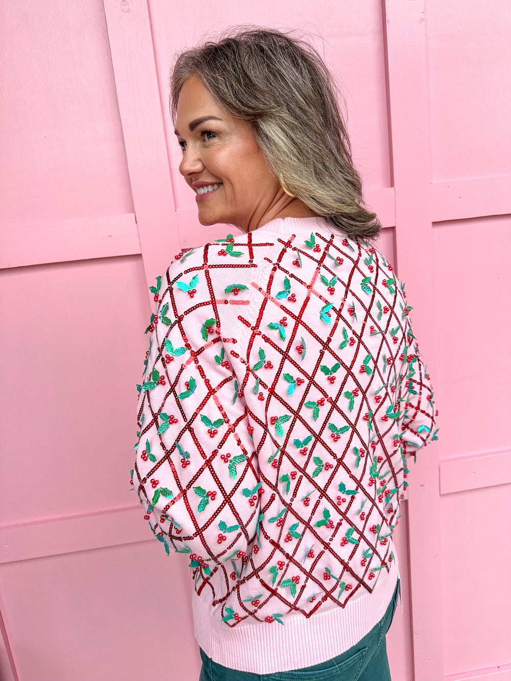 QUEEN OF SPARKLES | Diagonal Stripe Holly Sweater