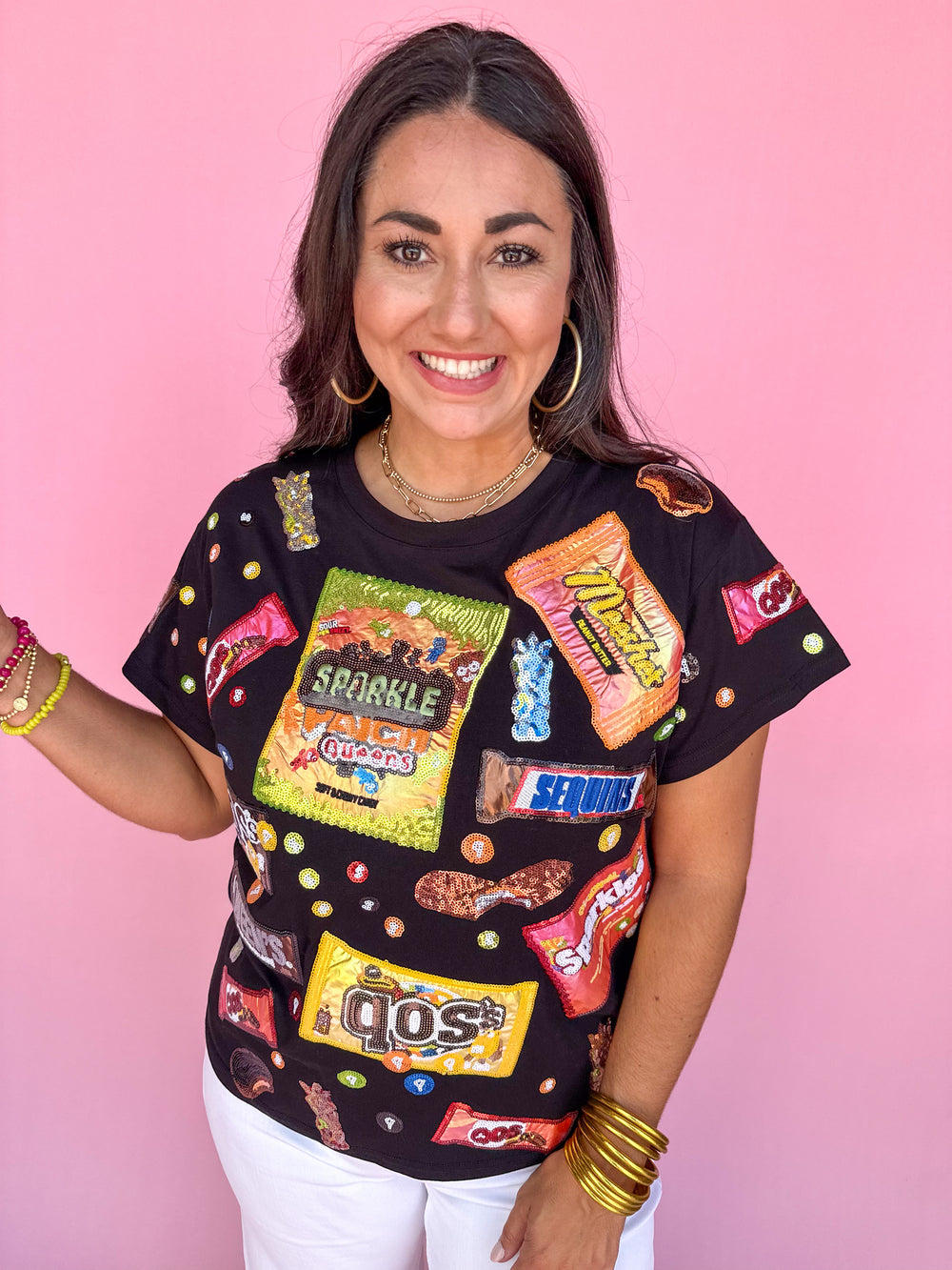 QUEEN OF SPARKLES | Black Queen Of Candy Tee