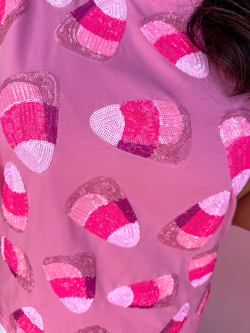 QUEEN OF SPARKLES | Pink Candy Corn Tee