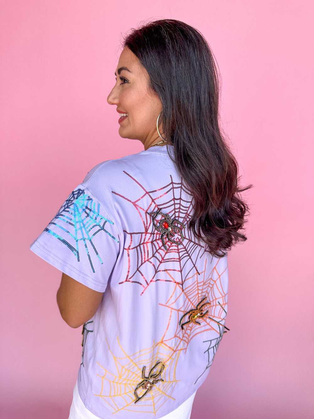 QUEEN OF SPARKLES | Lavender Spider Web Tee