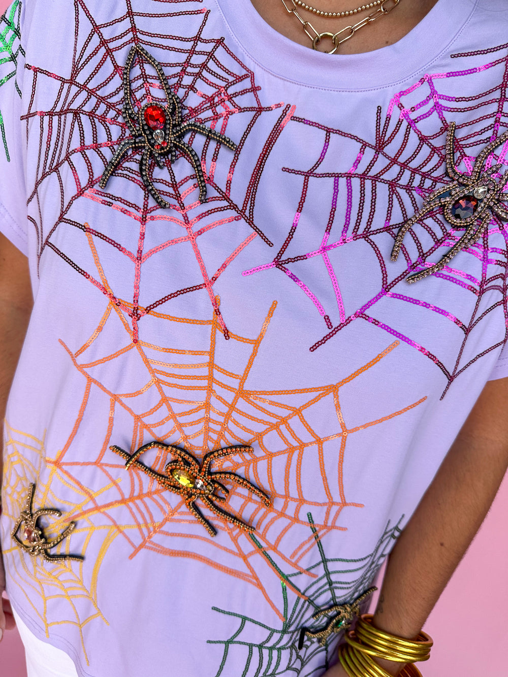 QUEEN OF SPARKLES | Lavender Spider Web Tee