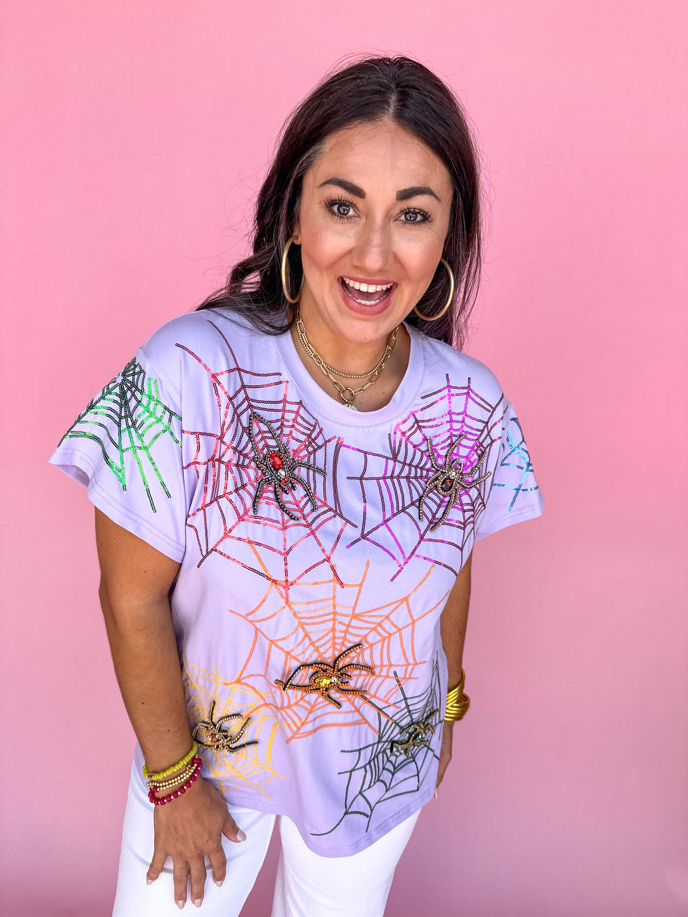 QUEEN OF SPARKLES | Lavender Spider Web Tee