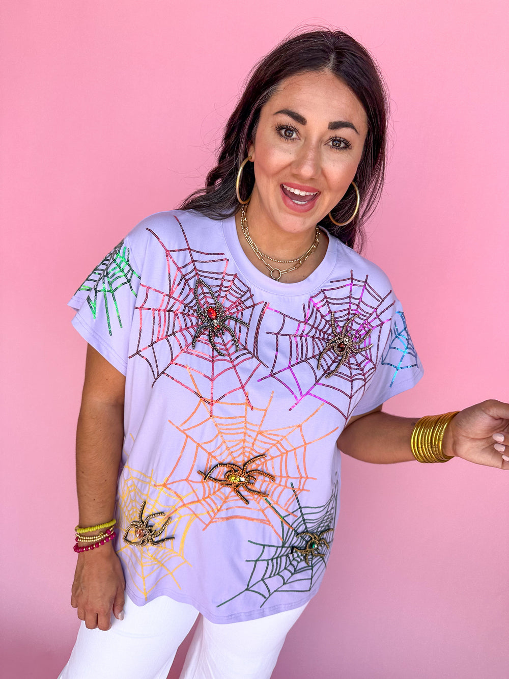 QUEEN OF SPARKLES | Lavender Spider Web Tee