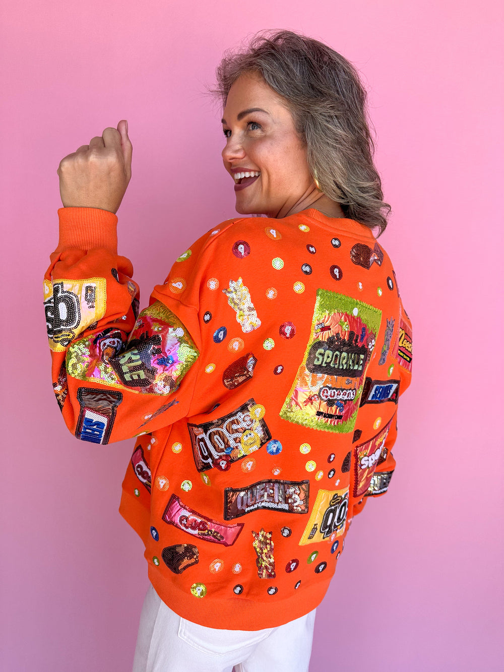 QUEEN OF SPARKLES | Orange Queen Of Candy Sweatshirt