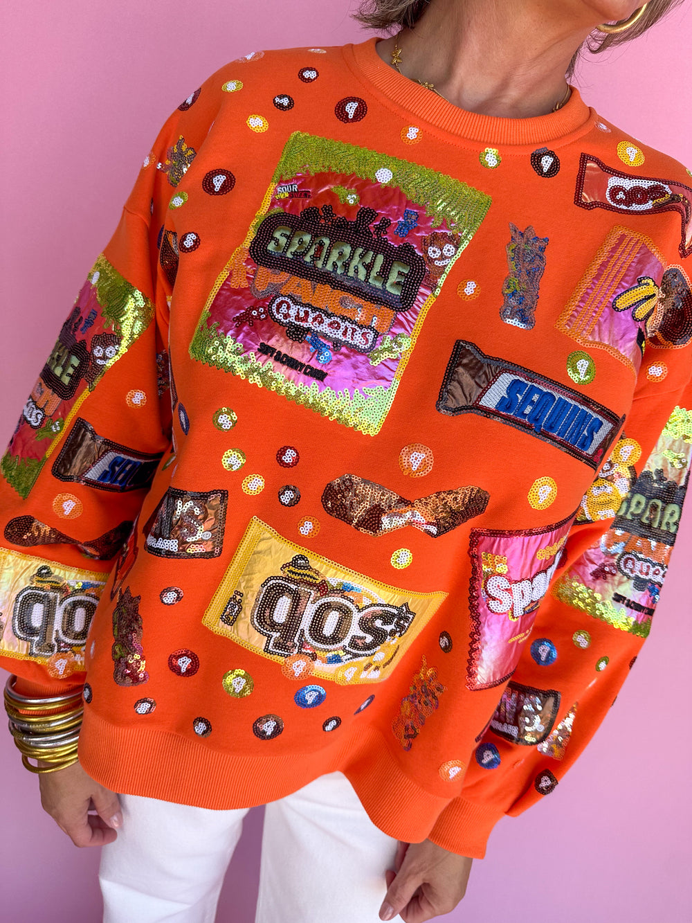 QUEEN OF SPARKLES | Orange Queen Of Candy Sweatshirt