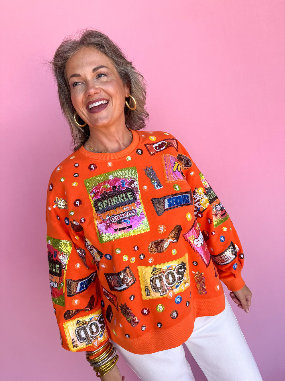 QUEEN OF SPARKLES | Orange Queen Of Candy Sweatshirt