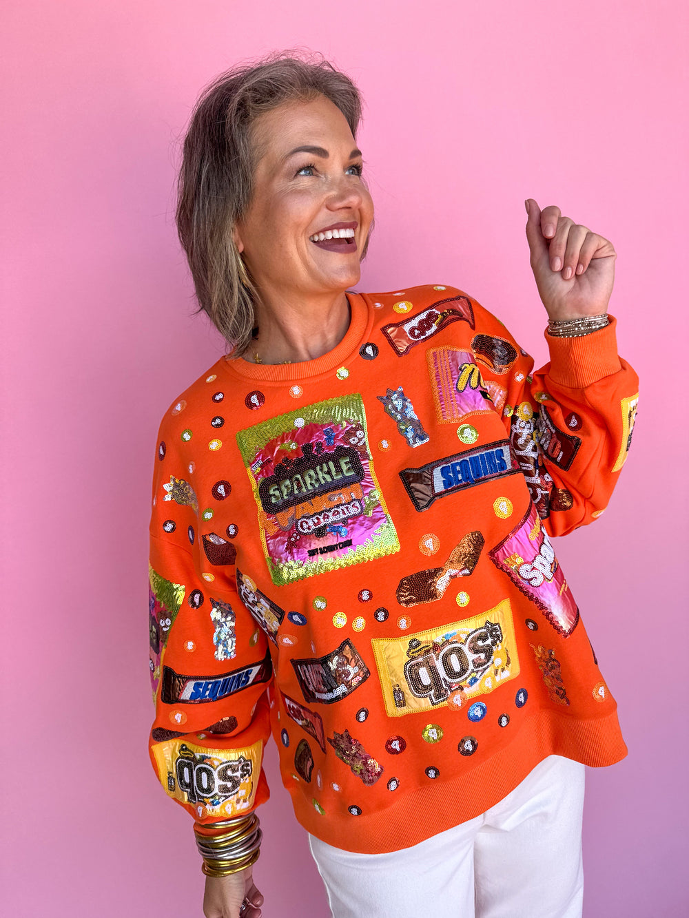 QUEEN OF SPARKLES | Orange Queen Of Candy Sweatshirt