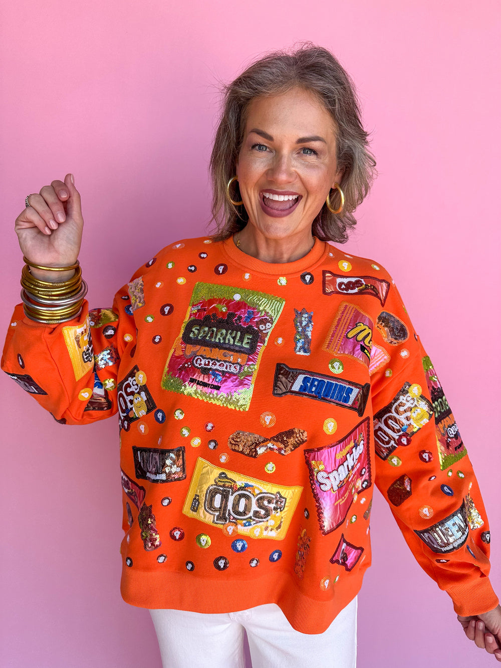 QUEEN OF SPARKLES | Orange Queen Of Candy Sweatshirt