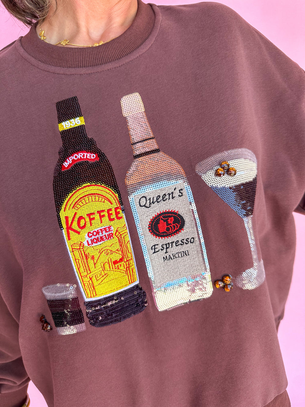 QUEEN OF SPARKLES | Brown Espresso Martini Sweatshirt