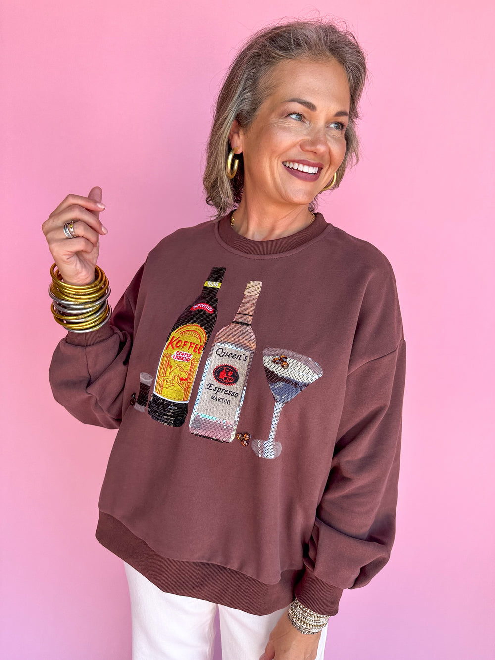 QUEEN OF SPARKLES | Brown Espresso Martini Sweatshirt