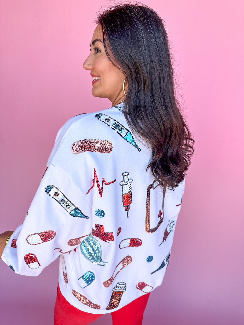 QUEEN OF SPARKLES | White Doctor Icon Sweatshirt