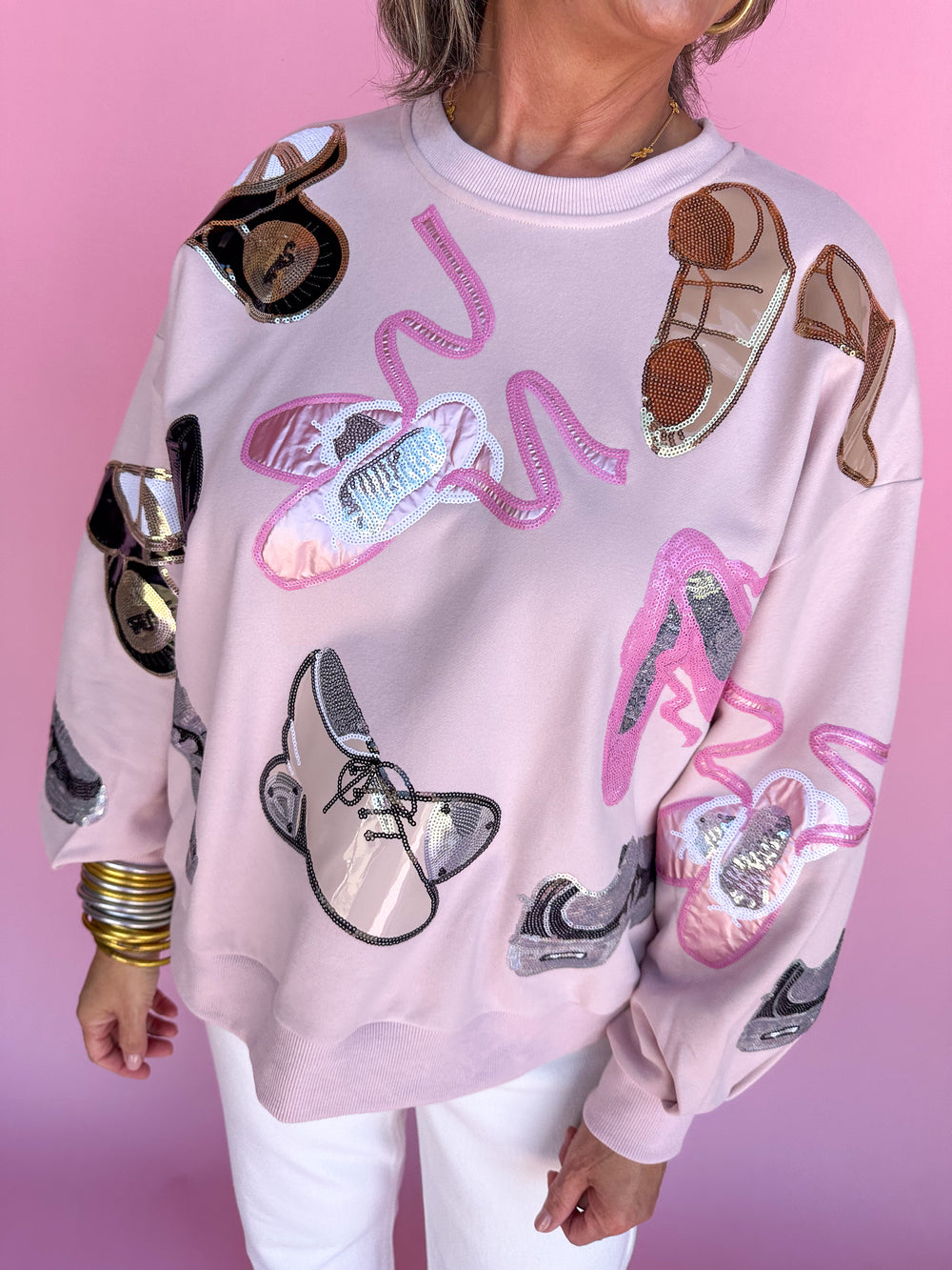 QUEEN OF SPARKLES | Light Pink Dance Shoes Sweatshirt