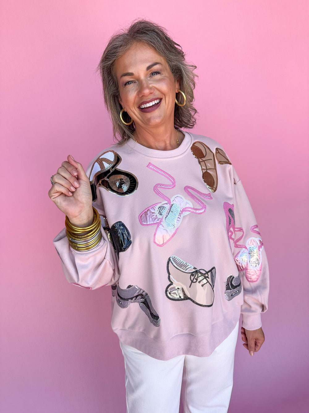 QUEEN OF SPARKLES | Light Pink Dance Shoes Sweatshirt