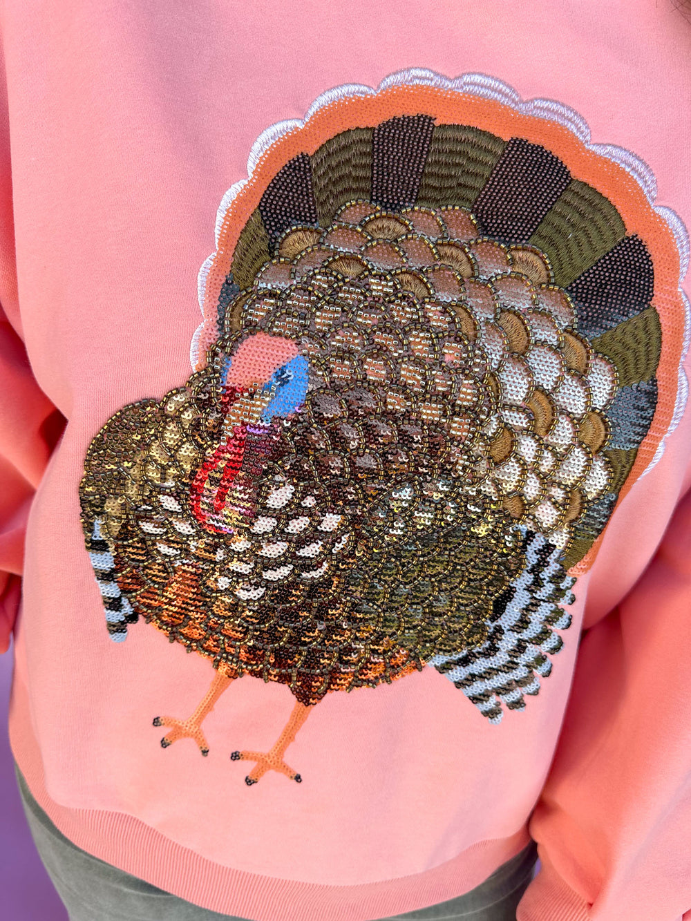 QUEEN OF SPARKLES | Peach Big Turkey Sweatshirt