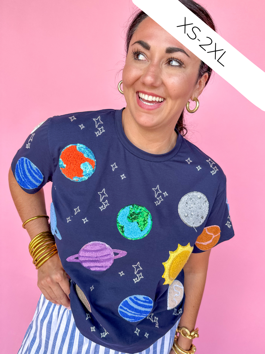QUEEN OF SPARKLES | Navy Planets Tee