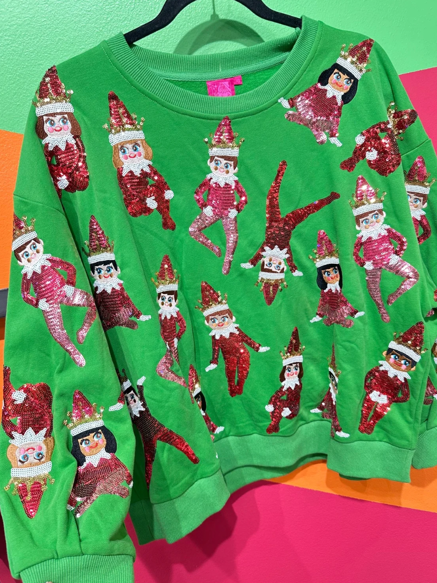 QUEEN OF SPARKLES | Green Elf On The Shelf Sweatshirt