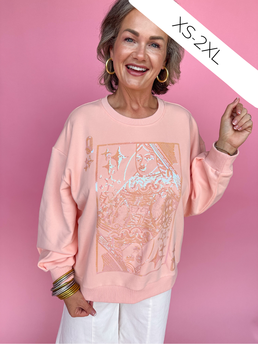 QUEEN OF SPARKLES | Peach Tonal QOS Logo Sweatshirt